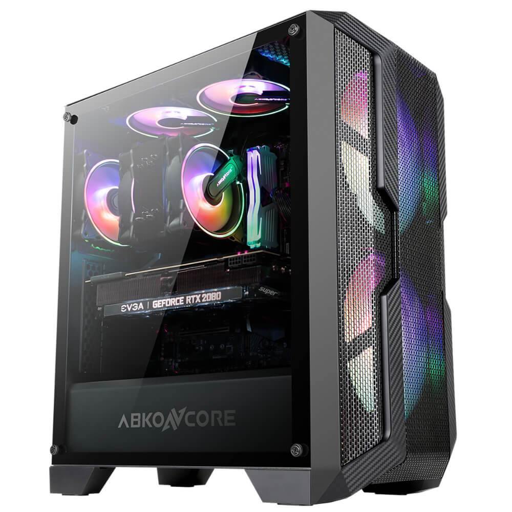 ABKONCORE H600X RGB , ATX, Stylish Tempered Glass, Spectrum Fan USB 3.0 , 7 slots, Mid Tower Black Computer Gaming Case - milaaj