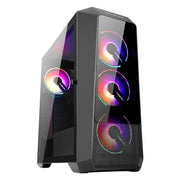 ABKONCORE HELIOS H300G SYNC ABS, 7 Expansion Slots,3+2 Driver Byas, Tempered Glass, Steel Body, Black ,Cooling FAN & Radiator Supported ATX,USB 3.0,  Mid Tower Computer Case- milaaj