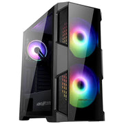 ABKONCORE Helios H500G RGB, 4+2 Driver Bays, Tempered Glass,Bottom Dust Filter,  Mesh Steel Body, Black ,Radiator Supported ATX Mid Tower Computer Gaming Case- milaaj